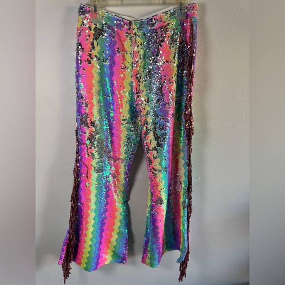 NWOT Vibrant Sequin Wide Leg Pants - Picture 1 of 5